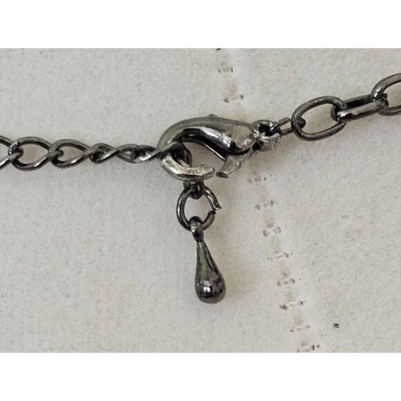 Black Crystal Cross Pendant Necklace, Clear Pave Rhinestones, Gothic Style - Picture 4 of 7